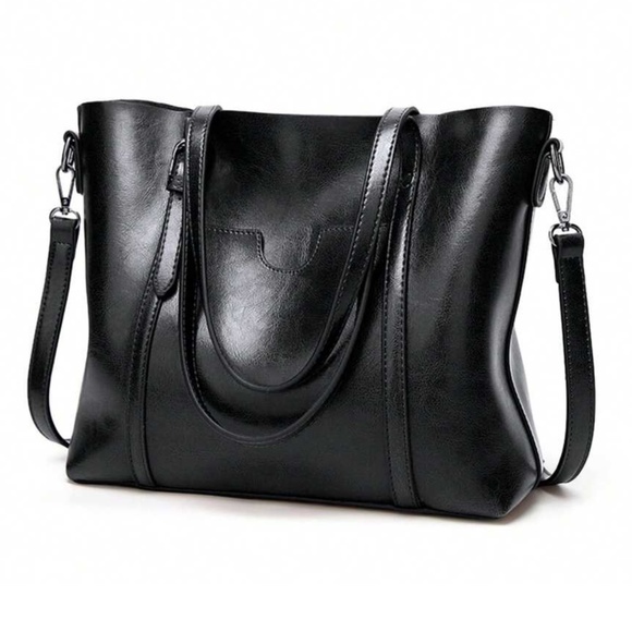 Classic Vegan Leather Tote Shoulder Bag - Picture 7 of 8